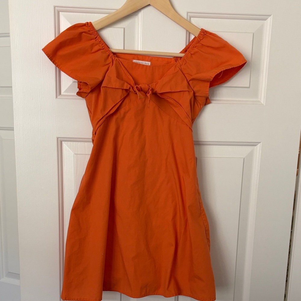 Copper Key Orange Casual Tie-Front Dress